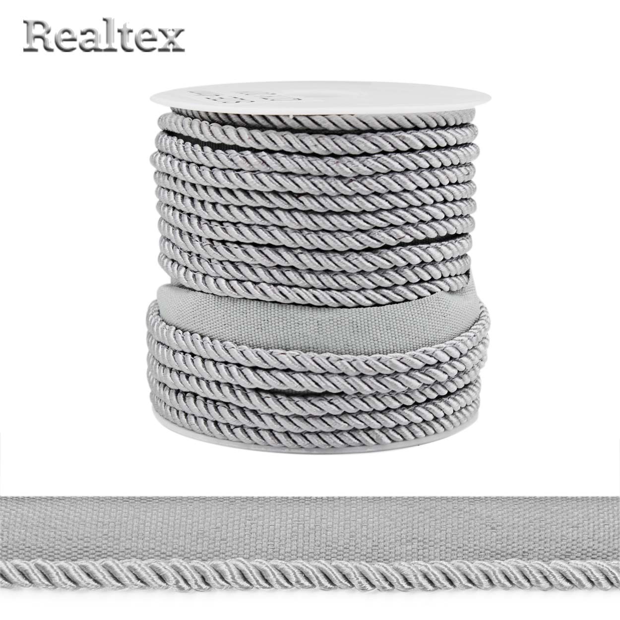 Кант витой мебельный Realtex 4мм (18,3м) цв.24 серый