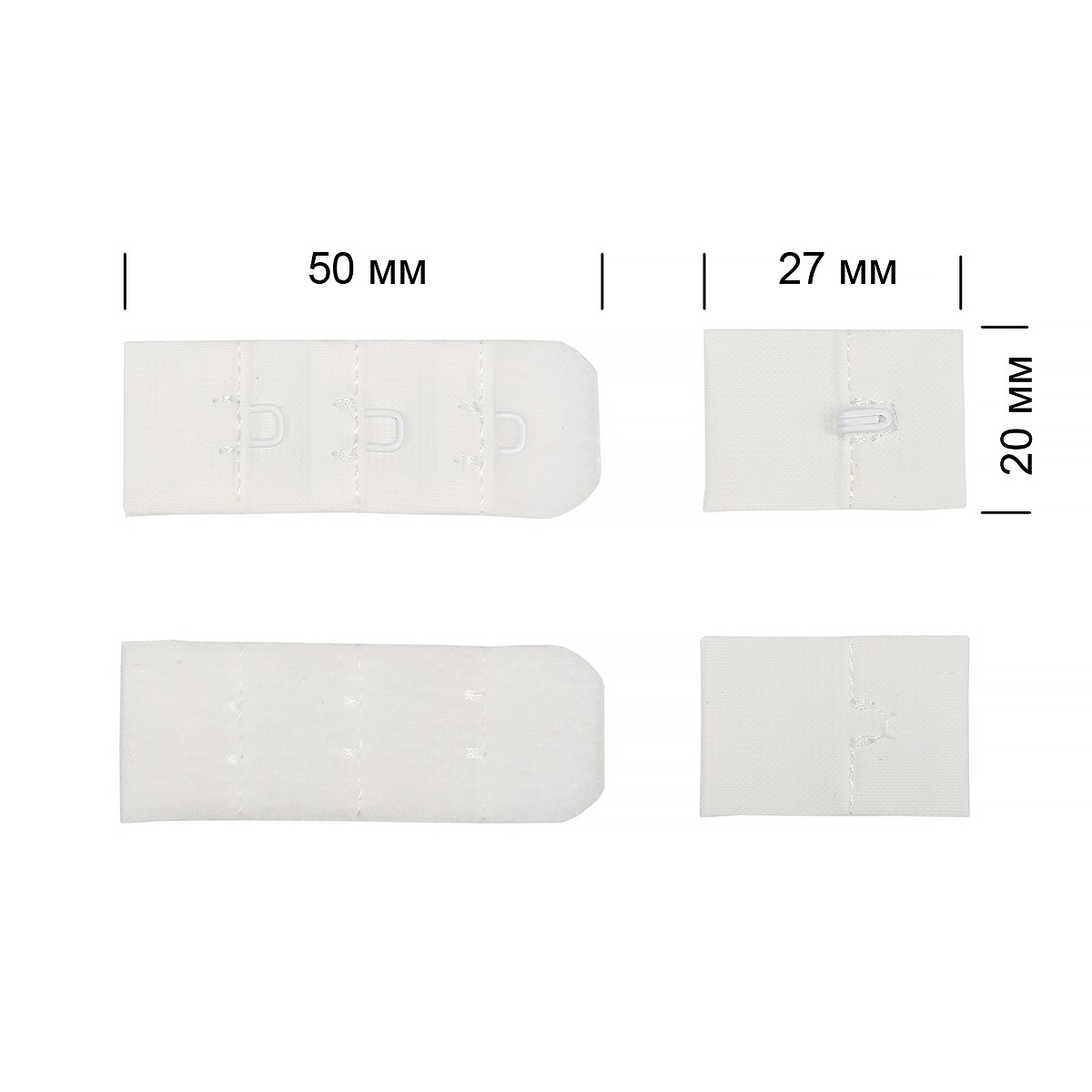 Застежка-крючки TBY 3х1 1,9см (10шт) цв.F102 сумрачно-белый
