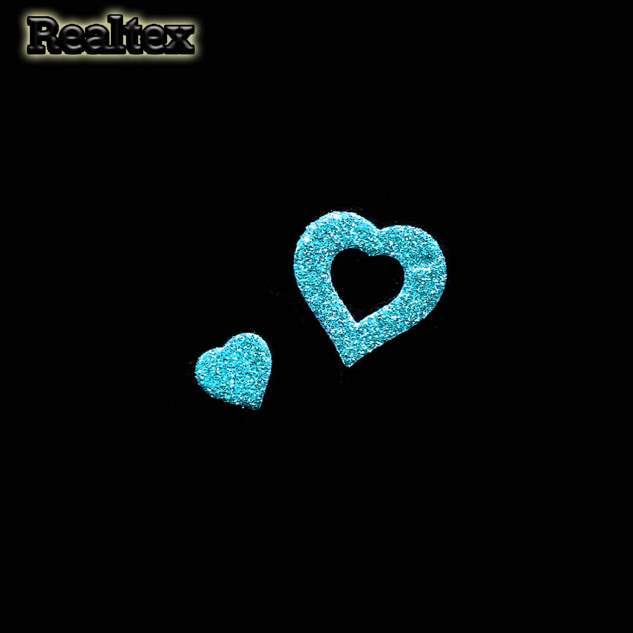 Набор "Сердечки" №01 из глиттерного фоамирана 25мм,14мм (2*10 шт) цв.бирюза