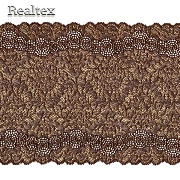 Кружево стрейч 150мм E305 0296400 цв.коричневый/бежевый