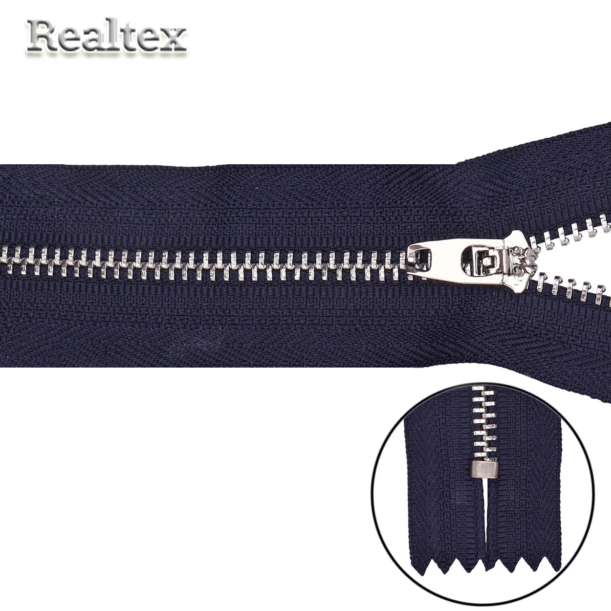 Молнии джинсовые Т.4 18см Б неразъёмная цв.никель/233 тёмно-синий