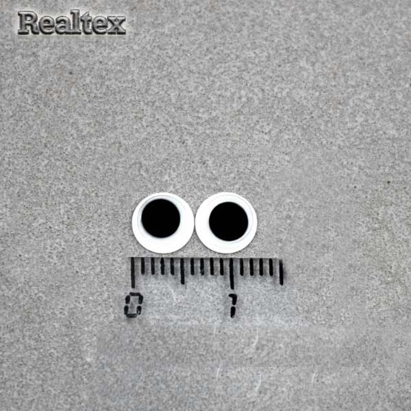 Глазки Realtex круглые бегающие  6мм цв.белый/черный