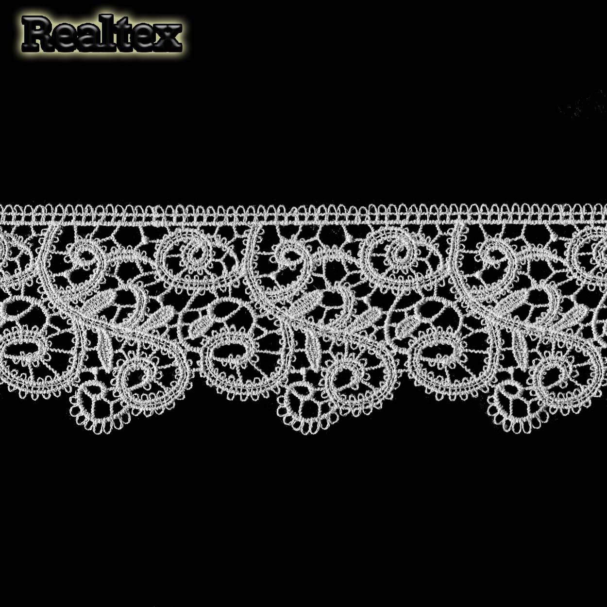 Кружево  гипюр  Realtex  60мм R-6510 (9,1м) цв.503 серый