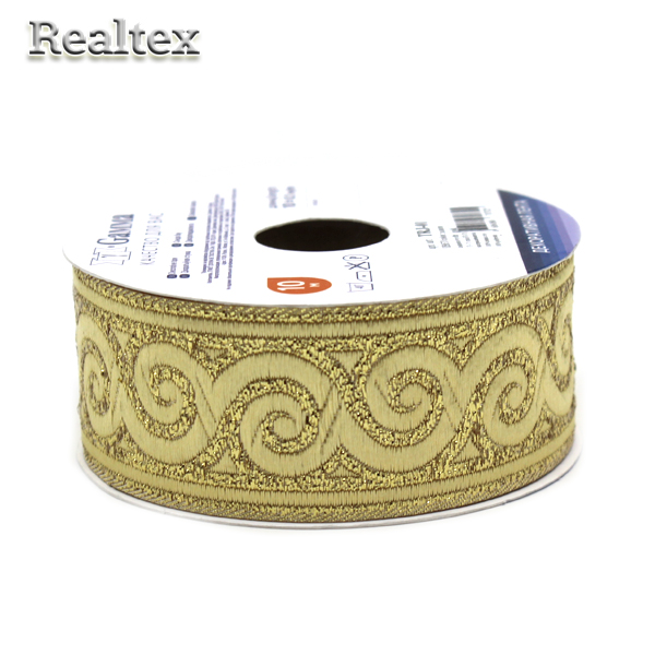 Тесьма жакардовая TRJ-01 33-35мм (10м) цв.золото 