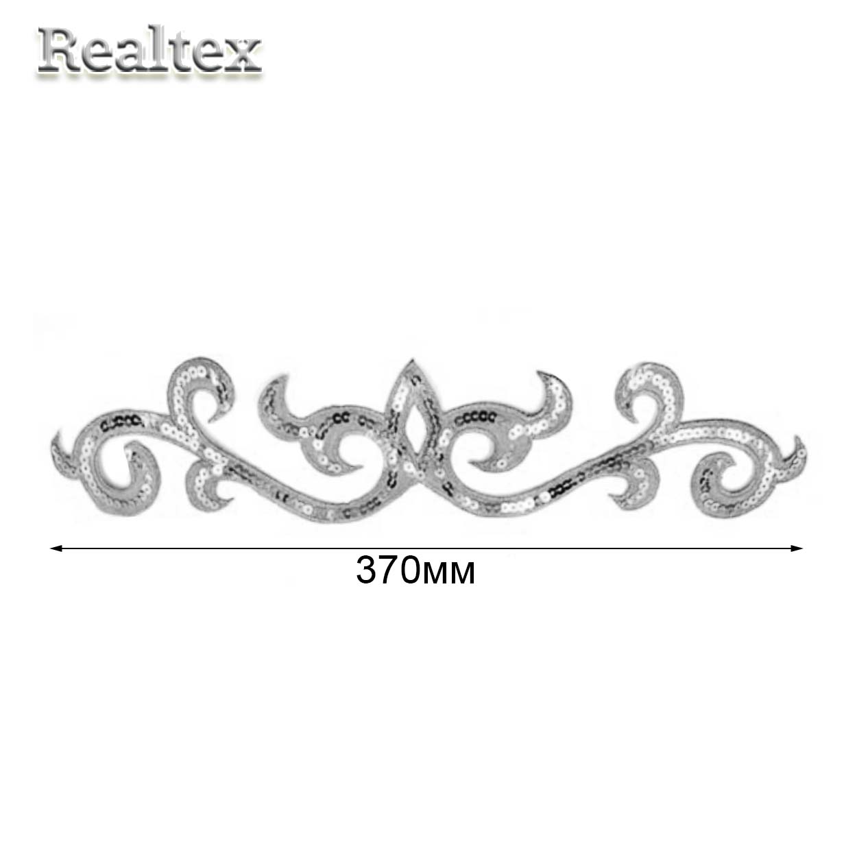 Термоаппликации орнамент с пайетками Реалтекс R-8612 цв.серебро