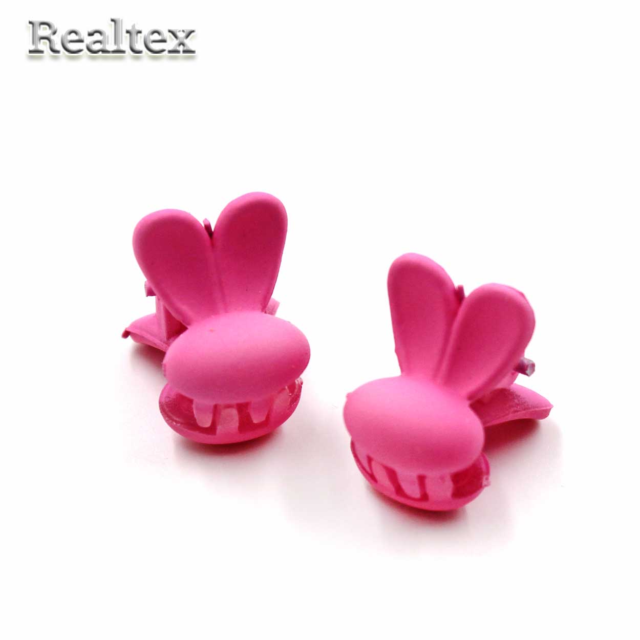 Заколка-краб мини 29552 "Зайка" (2шт) цв.тёмно-розовый