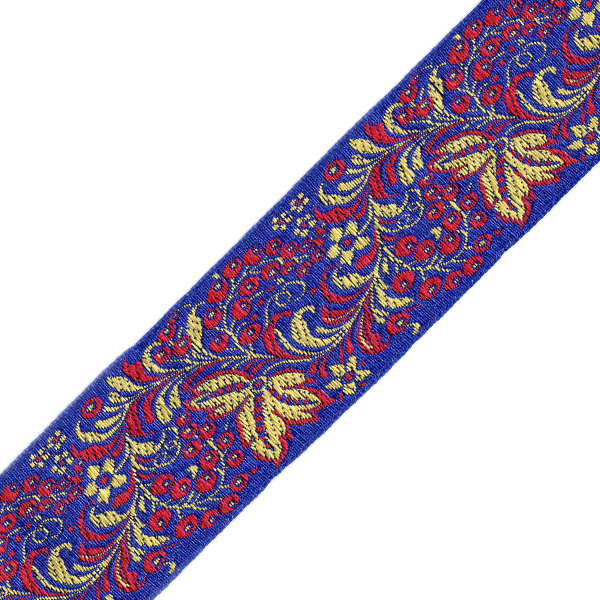 Тесьма жакардовая 50мм с3379г17 рис.9520 (25м) цв.синий