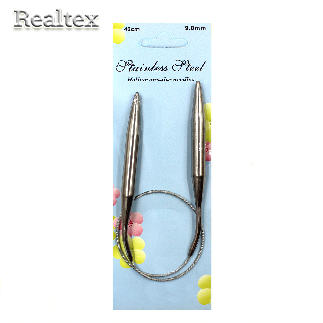 Спицы металл круговые на тросике Realtex 40см № 9,0 (10шт) 