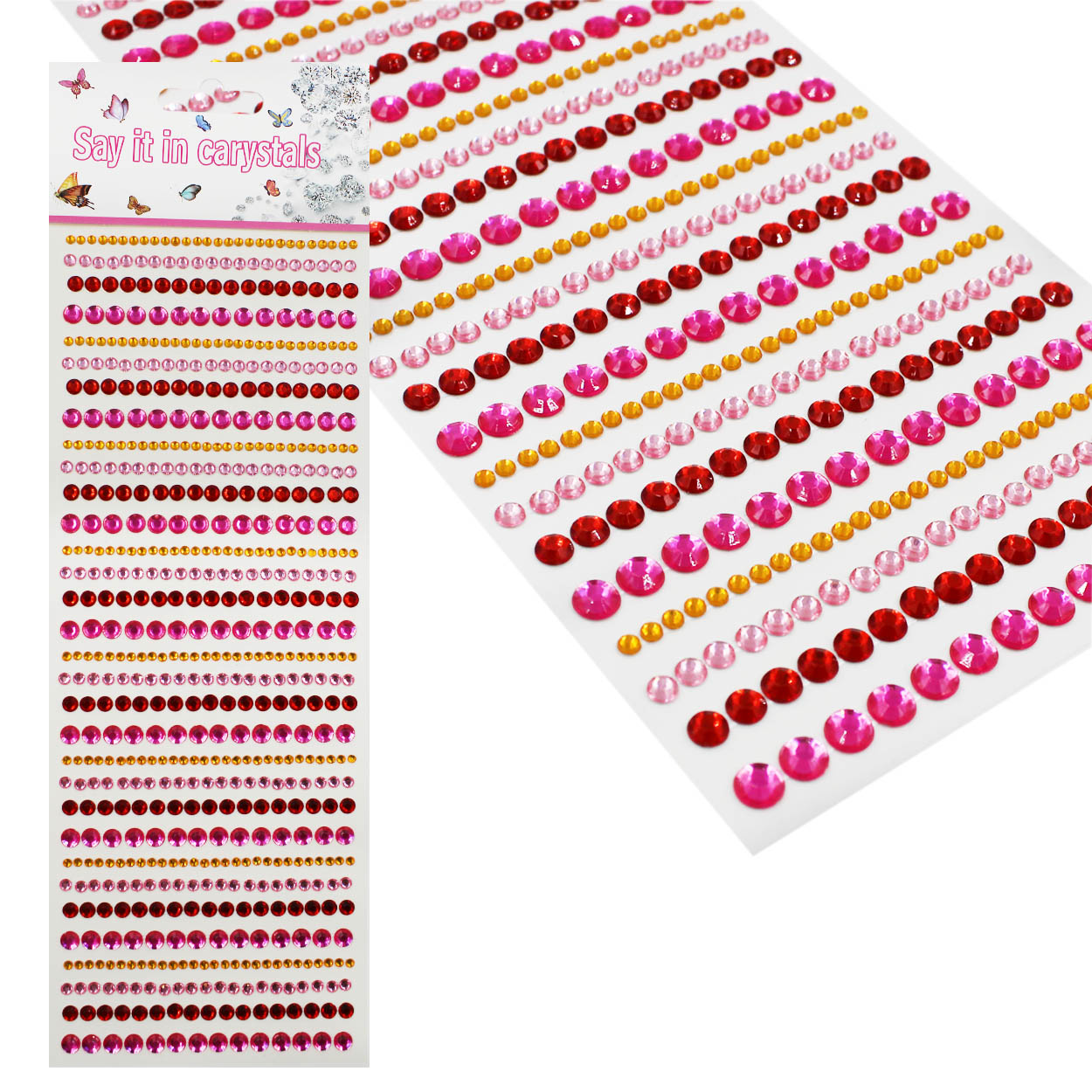 Стразы клеевые акриловые Realtex №2 (блистер) (640шт) цв.ассорти №1