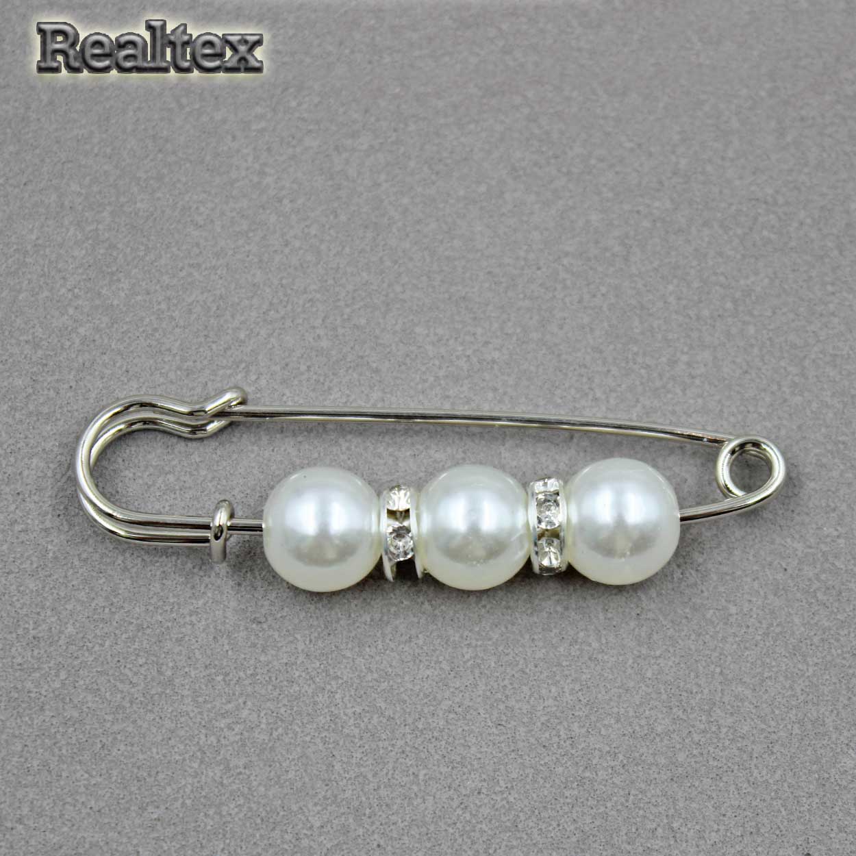 Булавки декоративные Realtex FD-058-1 55мм (5шт) цв.никель/белый