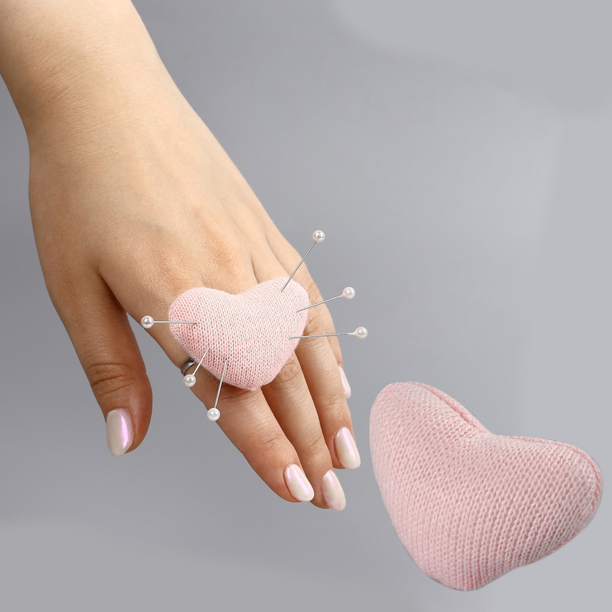 Игольница-кольцо 9626126 "Сердечко" цв.розовый