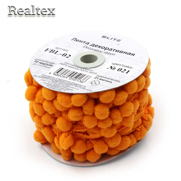Тесьма декоративная FBL-02 21мм "Blitz" цв.021 оранжевый