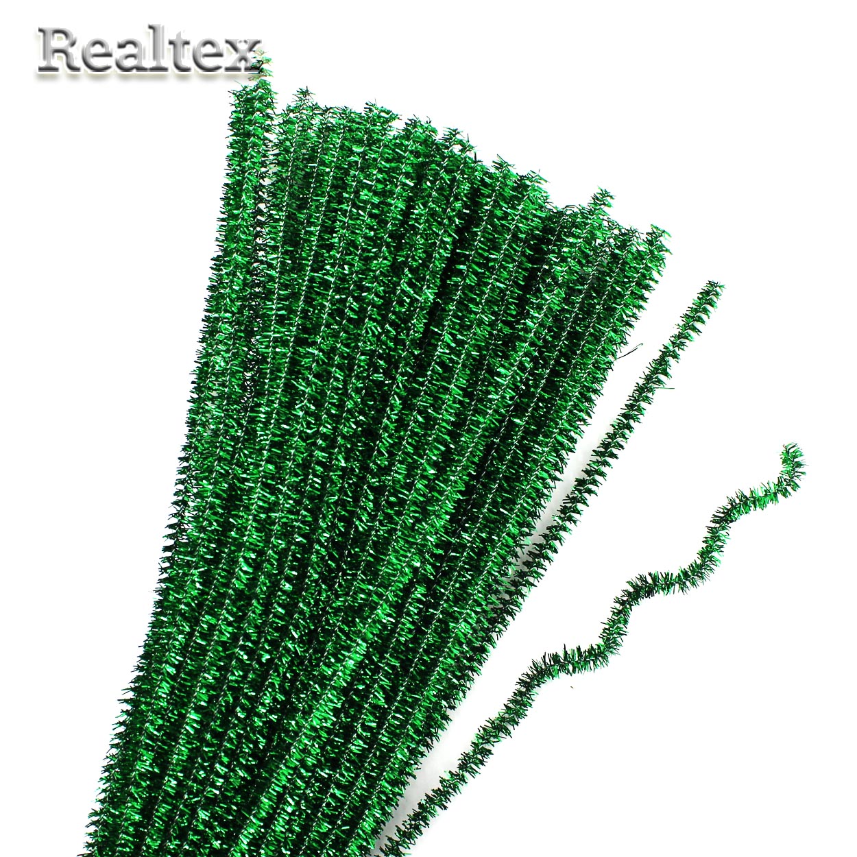 Проволока "Синель" Реалтекс с люрексом для творчества N d-6мм 30см (100шт) цв.В-006 зеленый