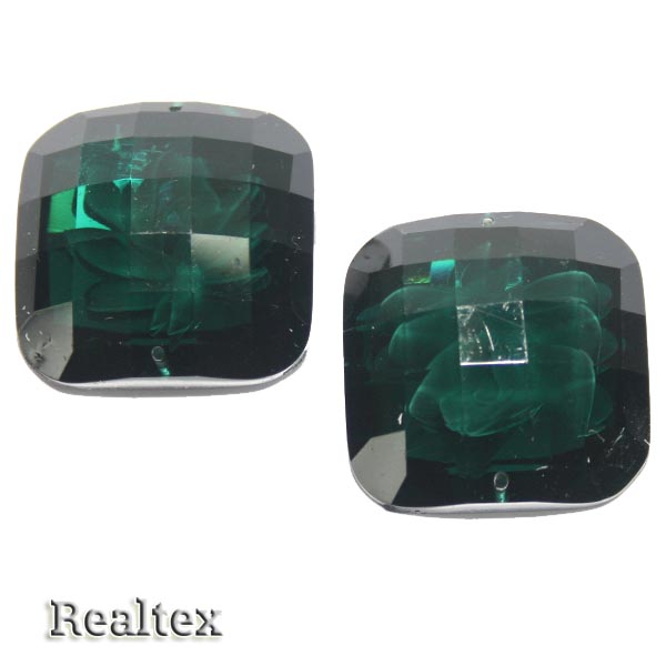 Стразы пластиковые пришивные AB-3 большие цв.т.зеленый 