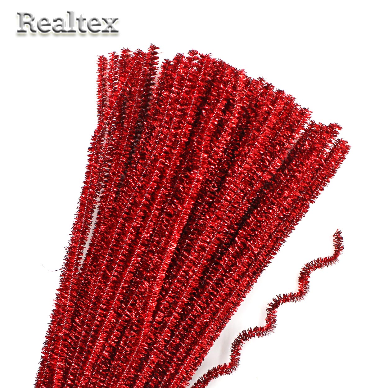 Проволока "Синель" Realtex с люрексом для творчества N d-6мм 30см (100шт) цв.В-011 красный