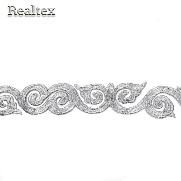 Тесьма клеевая металлизированная Реалтекс 2563 40мм цв.серебро