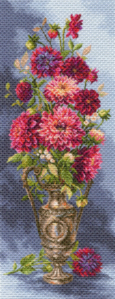 Рисунок на канве МП №1705 "Мечтательные георгины" 40х90см