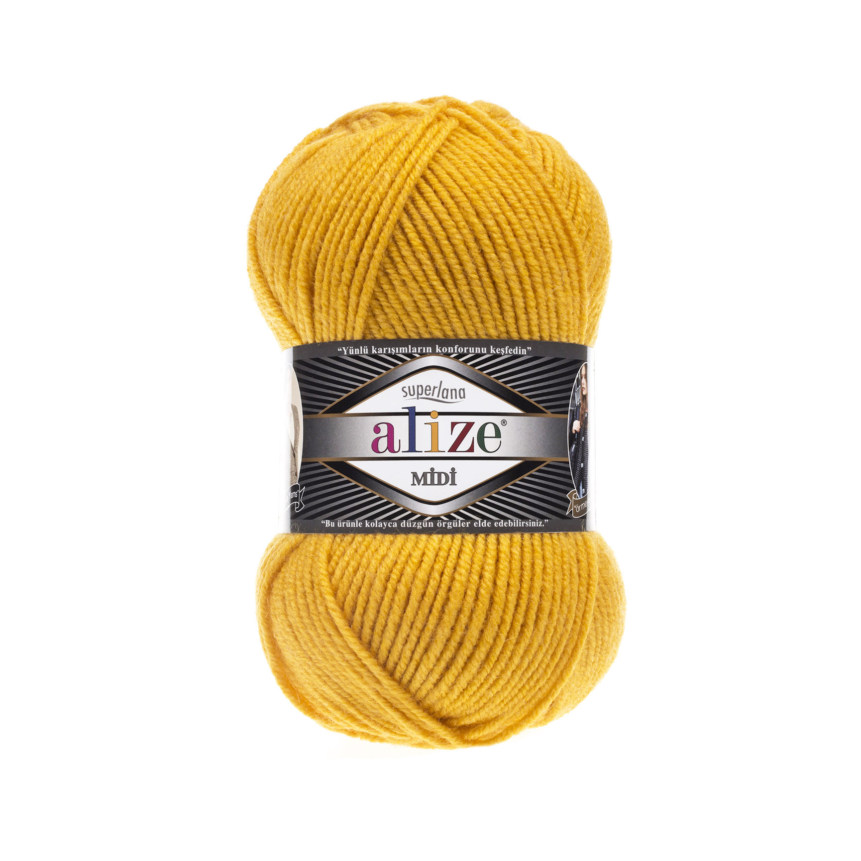 Пряжа Alize "Super Lana Midi" (0,5кг) цв.488 жёлтый