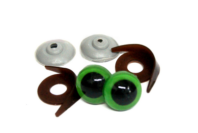 Глазки пластиковые с фиксатором + веко одностороннее №12 26575 цв.зелёный