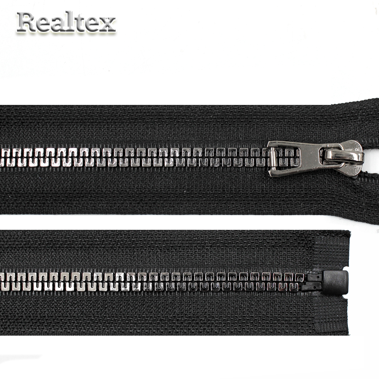 Молния трактор  Realtex R-16 декоративная Т.5 1замок 80см разъемная (зиг-заг) цв.черный/черн.никель