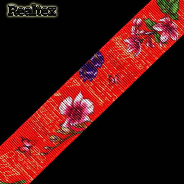 Лента репсовая с рисунком Реалтекс 25мм R 8-4 "Цветы/7" 