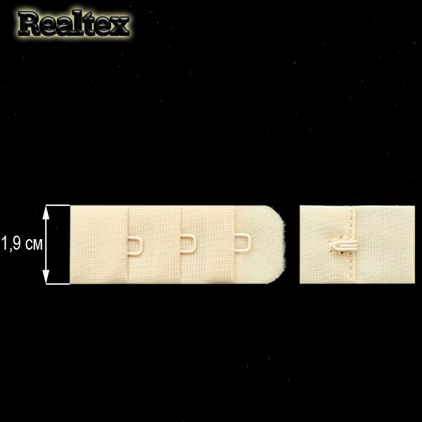 Застежка-крючки  Реалтекс 3х1 1,9см цв.бежевый