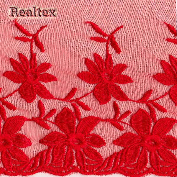 Кружево на сетке 195мм 44-4024 цв.007N красный  
