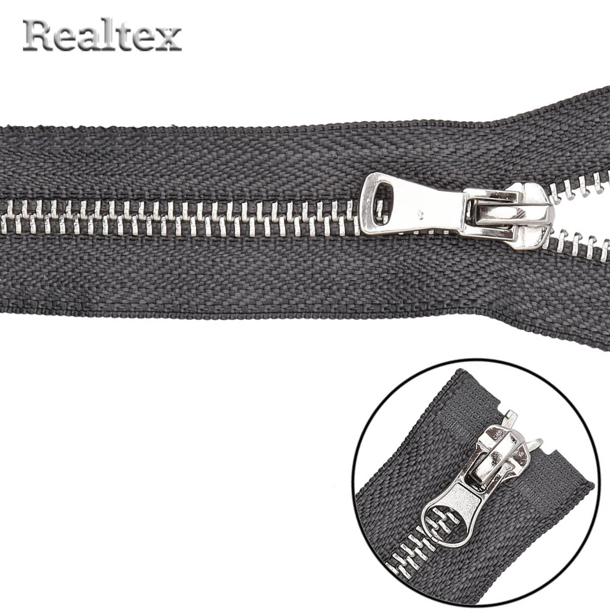 Молния металл никель Т.5 2замка 100см разьемная цв.301 темно-серый