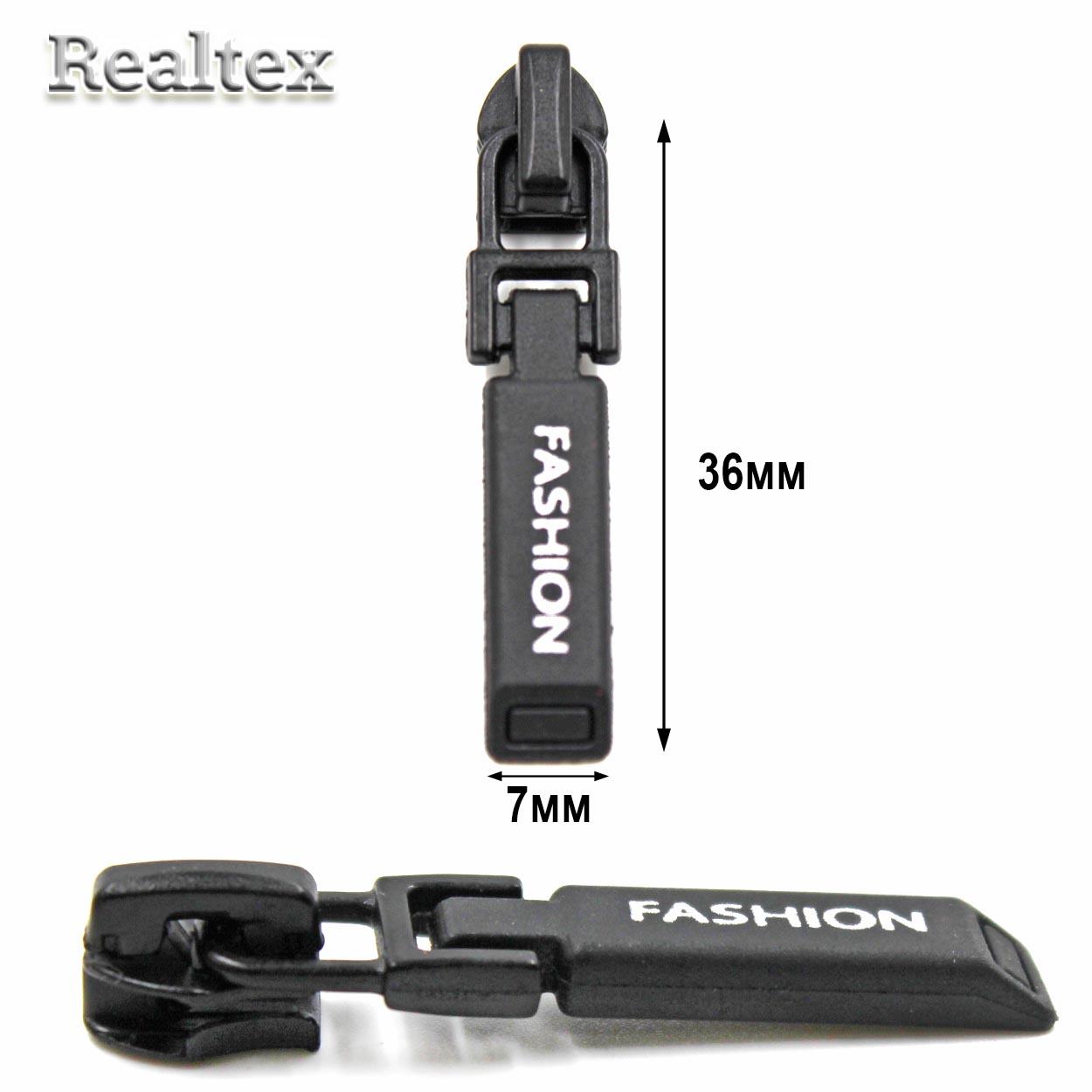 Бегунок Т.3 на витую молнию Реалтекс R-06 (обратный) (25шт) цв.черный