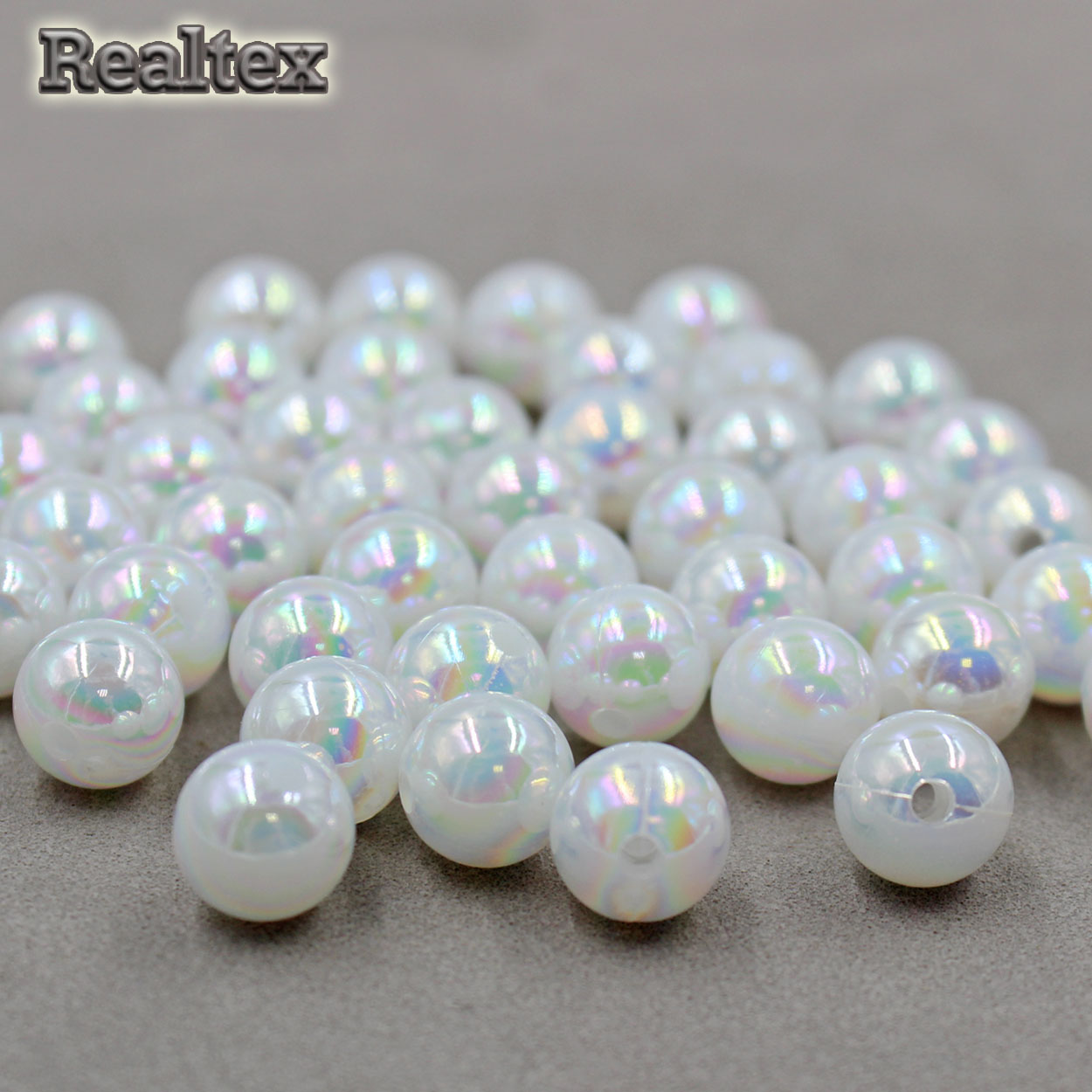 Бусины пластик  8мм R (20гр) цв.белый АВ