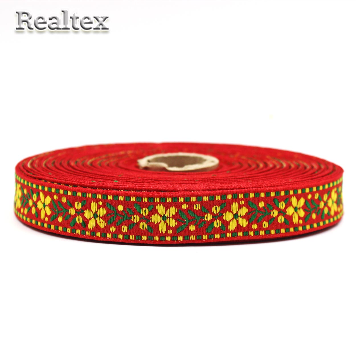 Тесьма жакардовая 18мм с1851г17 рис.9596 (25м) цв.красный