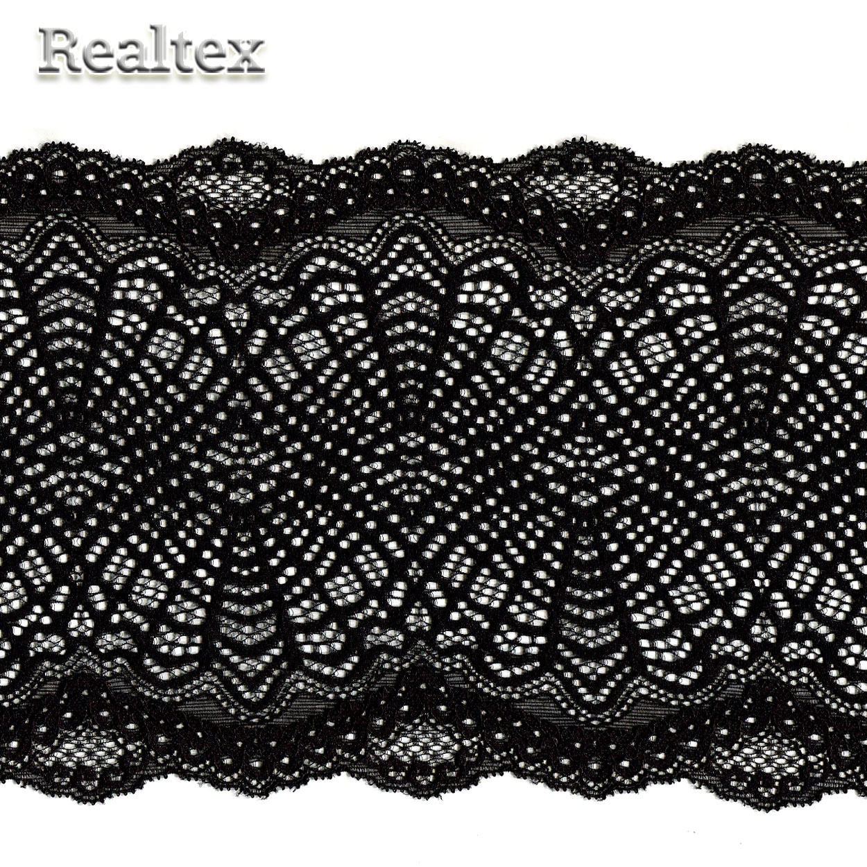 Кружево стрейч 190мм TBY 6389 цв.02 чёрный