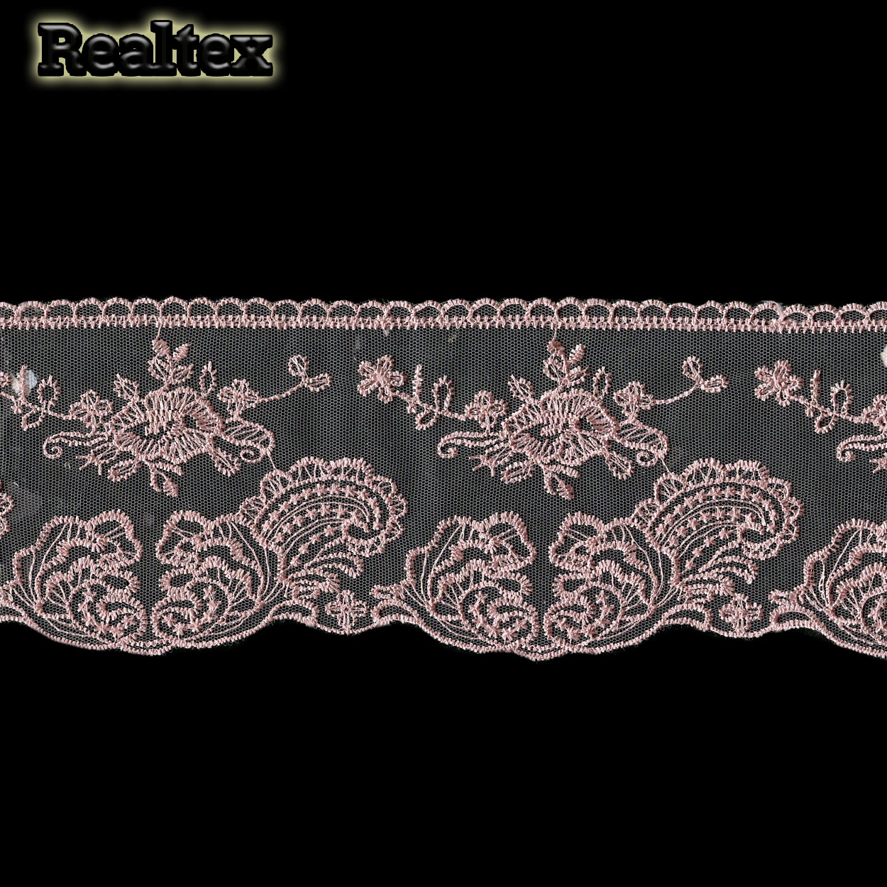 Кружево на сетке 105мм TBY.BL.40467 цв.6615 розовая пудра