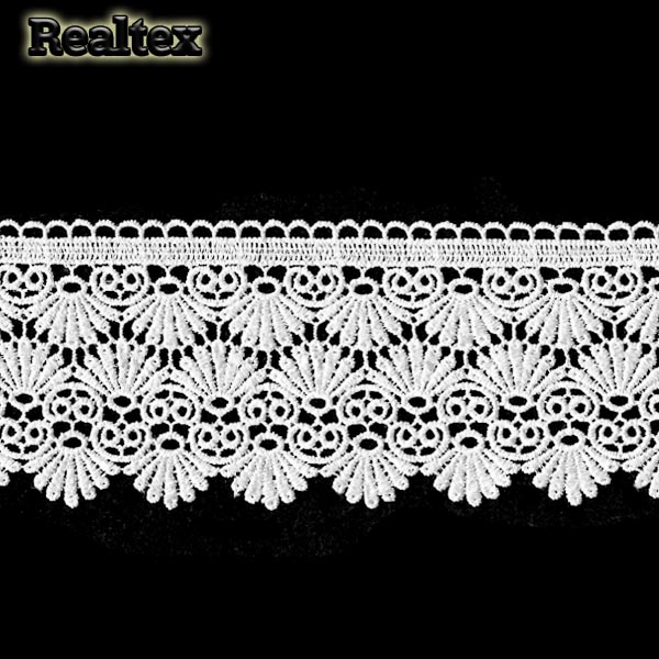 Кружево  гипюр  Realtex  75мм LF-541 цв.02 белый  