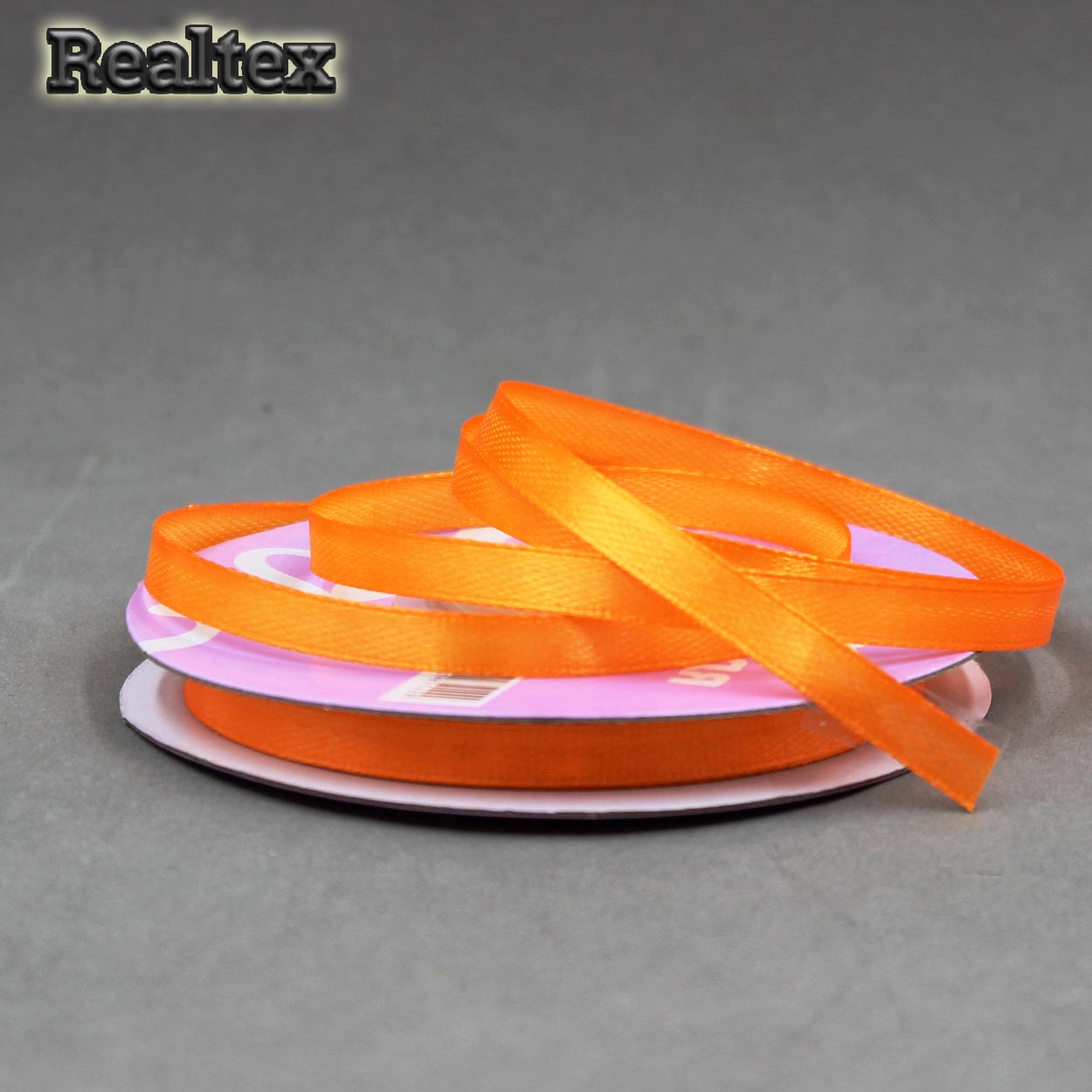 Лента атласная 6мм Realtex (27,4м) цв.3020 яр.оранжевый 