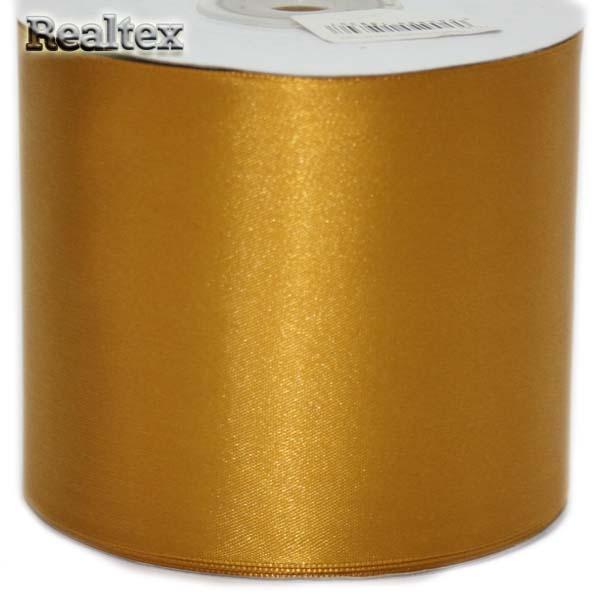 Лента атласная 75мм Realtex (32.9м) цв.140 под золото