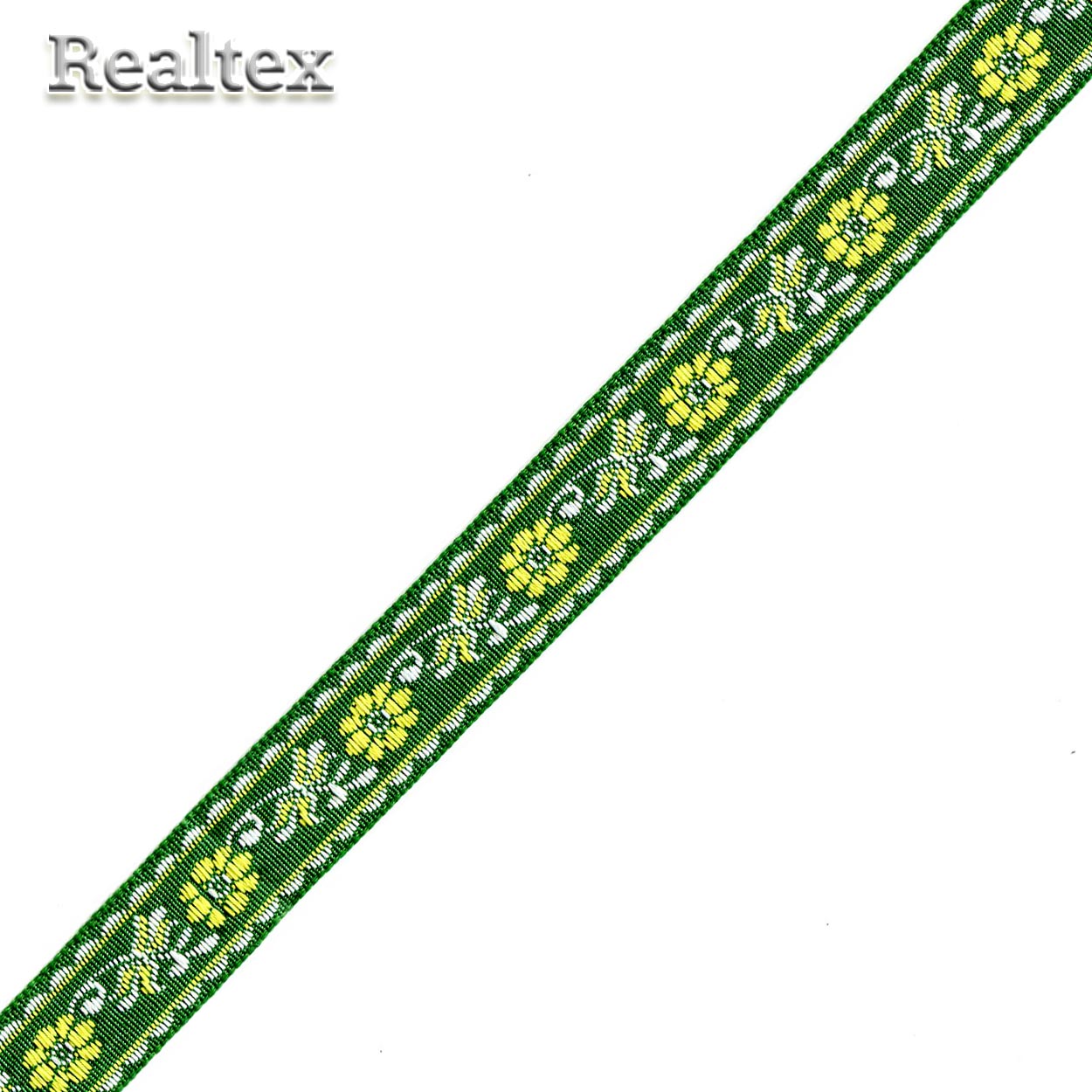 Тесьма жакардовая 18мм с1851г17 рис.8967 (50м) цв.зеленый/желтый