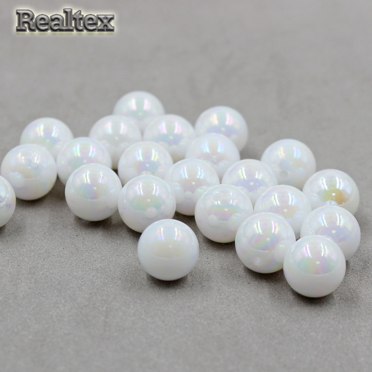 Бусины пластик Реалтекс 12мм под жемчуг (100гр) цв.белый АВ