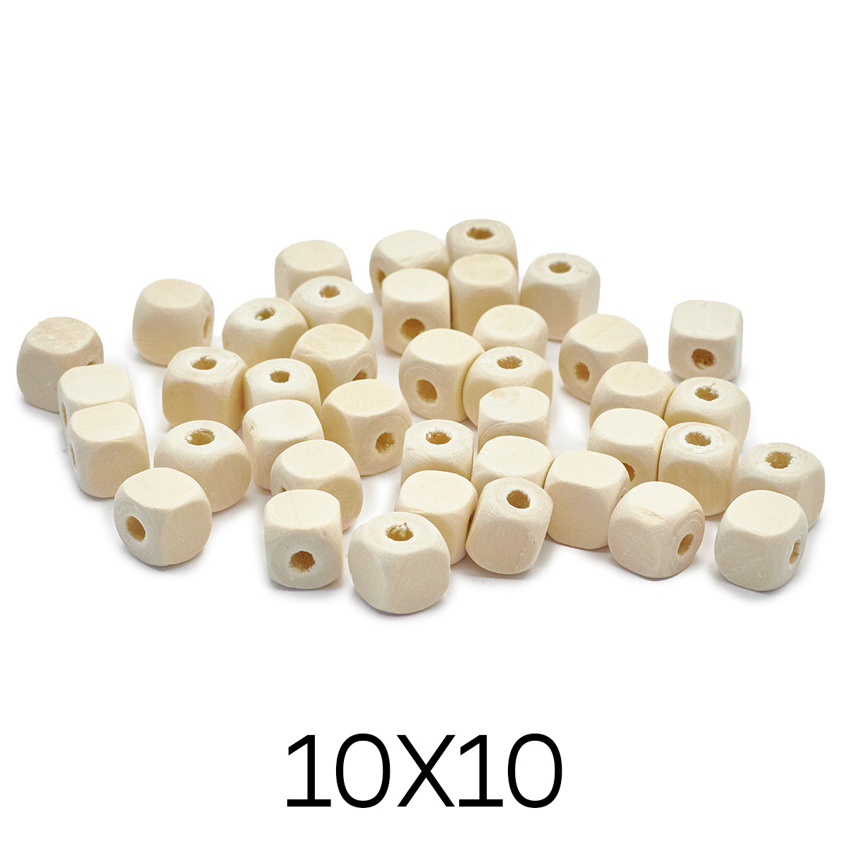 Бусины декоративные деревянные "Куб" неокрашенные 10*10мм (40шт) 