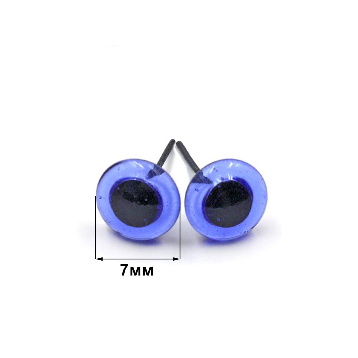 Глазки Реалтекс стеклянные на метал.ножке R301  7мм (50шт) цв.голубой