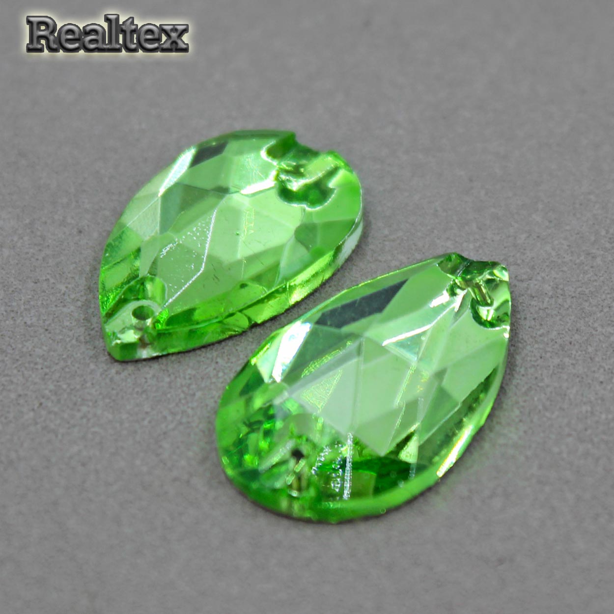 Стразы пришивные стекло капля 16*25мм Реалтекс цв.13 Peridot