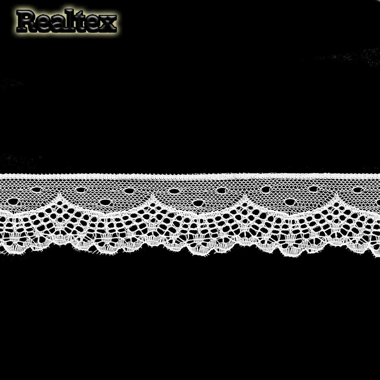 Кружево капроновое Realtex  40мм SC 299 (25м) цв.белый