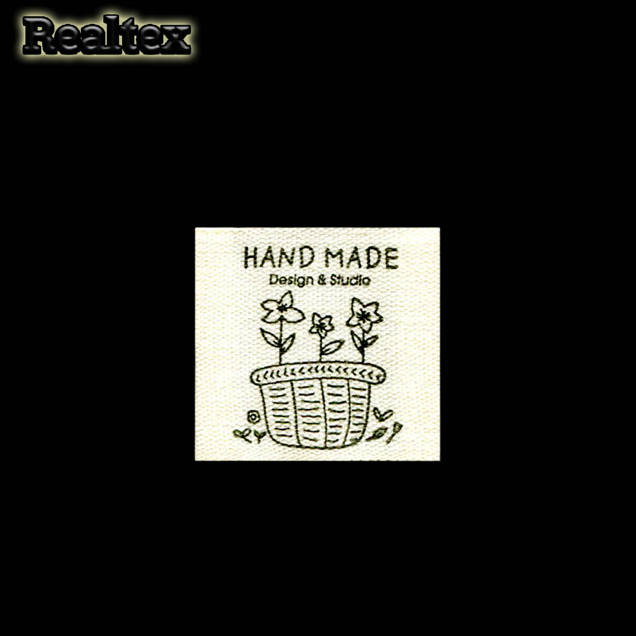 Бирка пришивная ткань Realtex №50 "HandMade" (25шт) цв.суровый