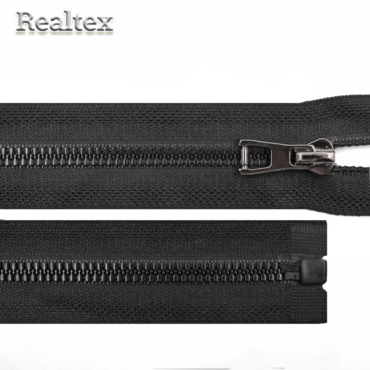 Молния трактор  Realtex R-8 декоративная Т.5 1 замок 70см разъемная (акулий зуб) цв.черный