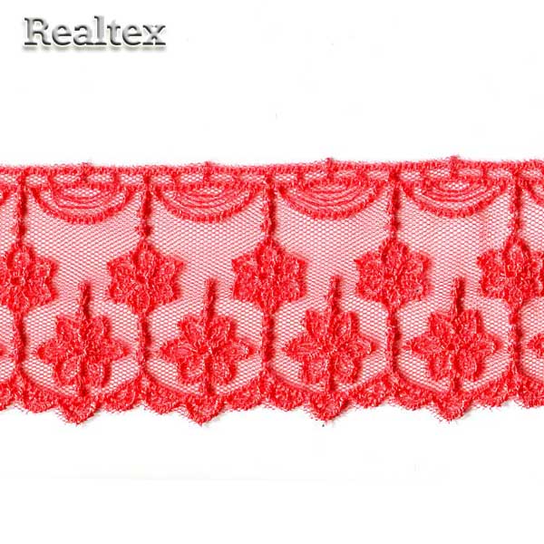 Кружево на сетке  50мм 2975 цв.068 яр.коралл
