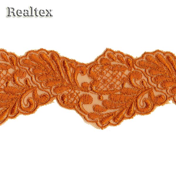 Кружево на сетке  50мм 54-4094 цв.105 рыжий
