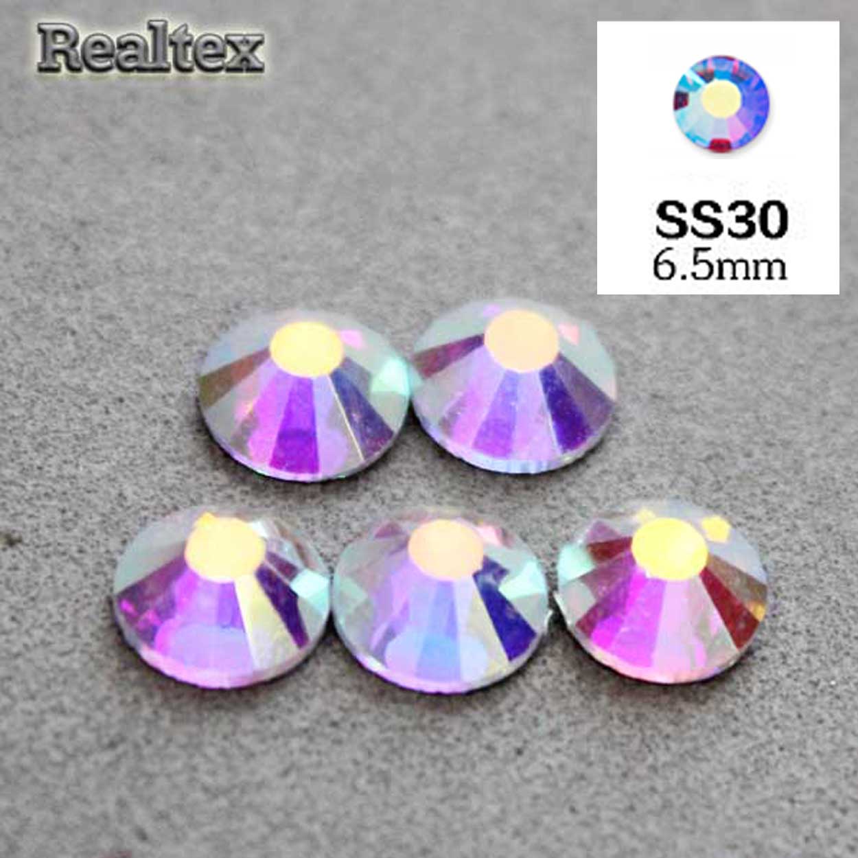 Стразы термоклеевые Реалтекс 30-SS (аналог страз Чехия) цв.AB crystal 