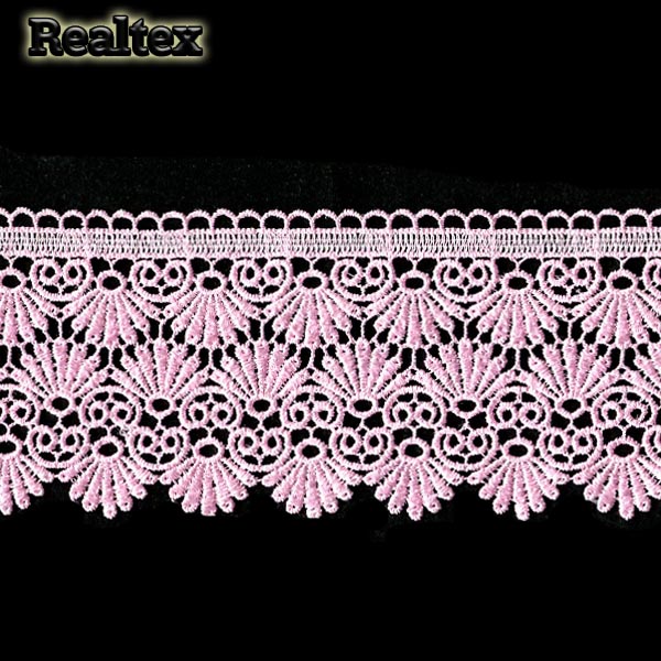 Кружево  гипюр  Realtex  75мм LF-541 цв.28 розовый  