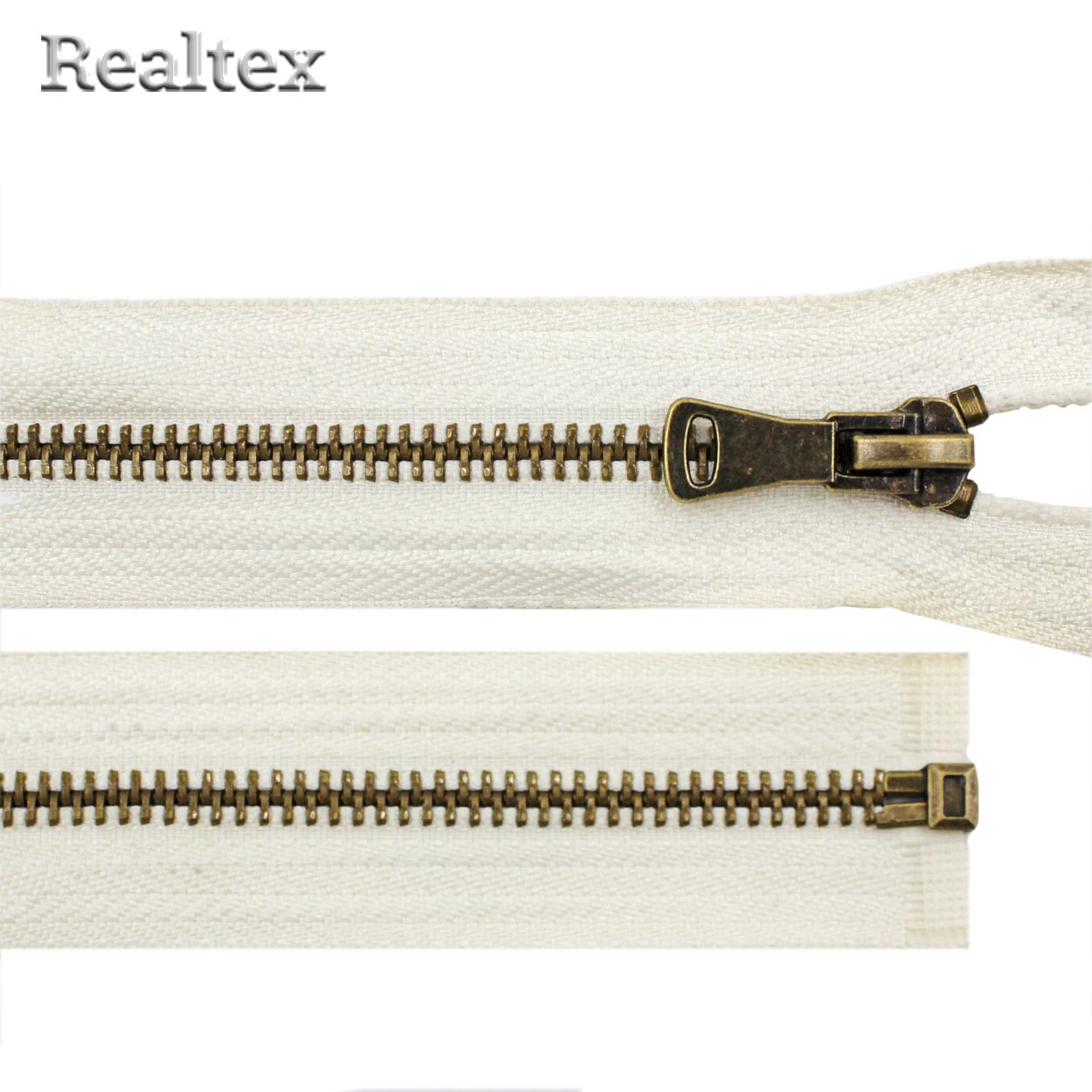 Молния металл Т.5 1 замок 70см разьемная цв.антик/571 молочный