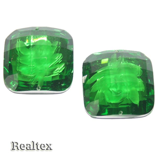 Стразы пластиковые пришивные AB-3 большие цв.зеленый